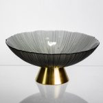 Скляна фруктовниця "Gold & Grey" 24 см на золотій ніжці Yiwu HP-34-118