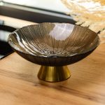 Скляна фруктовниця "Gold & Grey" 24 см на золотій ніжці Yiwu HP-34-118 - Зображення 2
