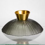 Скляна фруктовниця "Gold & Grey" 24 см на золотій ніжці Yiwu HP-34-118 - Зображення 4