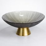 Скляна фруктовниця "Gold & Grey" 34 см на золотій ніжці Yiwu HP-34-119