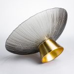 Скляна фруктовниця "Gold & Grey" 34 см на золотій ніжці Yiwu HP-34-119 - Зображення 4
