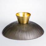 Скляна фруктовниця "Gold & Grey" 34 см на золотій ніжці Yiwu HP-34-119 - Зображення 5