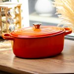 Емальована гусятниця з чавуну 6 л, помаранчева Yiwu HP-FLG-17 ORANGE - Зображення 2