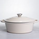 Чавунна гусятниця з емальованим покриттям 4 л, бежевий Yiwu HP-FLG-18 WHITE