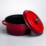 Емальована чавунна кокотниця 4,5 л, червона Yiwu HP-FLG-4 RED - Зображення 3