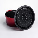 Емальована чавунна кокотниця 4,5 л, червона Yiwu HP-FLG-4 RED - Зображення 4