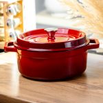 Емальована чавунна кокотниця 5,5 л, червона Yiwu HP-FLG-5 RED - Зображення 2