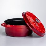 Емальована чавунна кокотниця 5,5 л, червона Yiwu HP-FLG-5 RED - Зображення 3