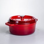 Емальована чавунна кокотниця 5,5 л, червона Yiwu HP-FLG-5 RED - Зображення 6