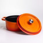 Емальована чавунна кокотниця 5,5 л, помаранчева Yiwu HP-FLG-5 ORANGE - Зображення 3