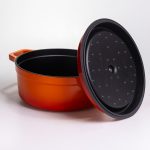Емальована чавунна кокотниця 5,5 л, помаранчева Yiwu HP-FLG-5 ORANGE - Зображення 4