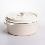 Емальована чавунна кокотниця 6 л, бежевий Yiwu HP-FLG-6 WHITE - Зображення 6