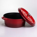 Емальована чавунна кокотниця 6 л, червона Yiwu HP-FLG-6 RED - Зображення 3