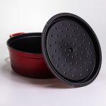 Емальована чавунна кокотниця 6 л, червона Yiwu HP-FLG-6 RED - Зображення 4
