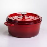 Емальована чавунна кокотниця 6 л, червона Yiwu HP-FLG-6 RED - Зображення 6