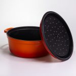 Емальована чавунна кокотниця 6 л, помаранчева Yiwu HP-FLG-6 ORANGE - Зображення 2