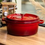 Емальована чавунна кокотниця 7,5 л, червона Yiwu HP-FLG-7 RED - Зображення 2