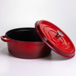 Емальована чавунна кокотниця 7,5 л, червона Yiwu HP-FLG-7 RED - Зображення 3