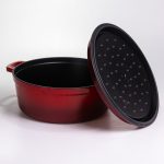 Емальована чавунна кокотниця 7,5 л, червона Yiwu HP-FLG-7 RED - Зображення 4