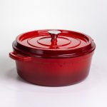 Емальована чавунна кокотниця 7,5 л, червона Yiwu HP-FLG-7 RED - Зображення 6