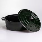 Емальована чавунна кокотниця 7,5 л, малахіт Yiwu HP-FLG-14 green - Зображення 3
