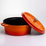 Емальована чавунна кокотниця 7,5 л, помаранчева Yiwu HP-FLG-7 ORANGE - Зображення 3