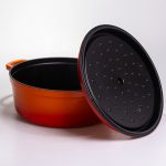 Емальована чавунна кокотниця 7,5 л, помаранчева Yiwu HP-FLG-7 ORANGE - Зображення 4