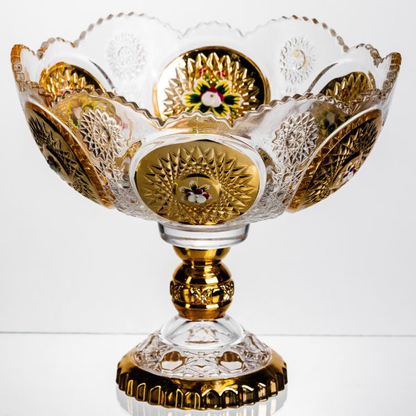 Скляна ваза для фруктів Gold Glass 22 см Yiwu HP-34-140
