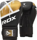 Боксерські рукавиці RDX BOXING GLOVES BGR-F7 чорний, золотий 10 унцій (BGR-F7BGL)
