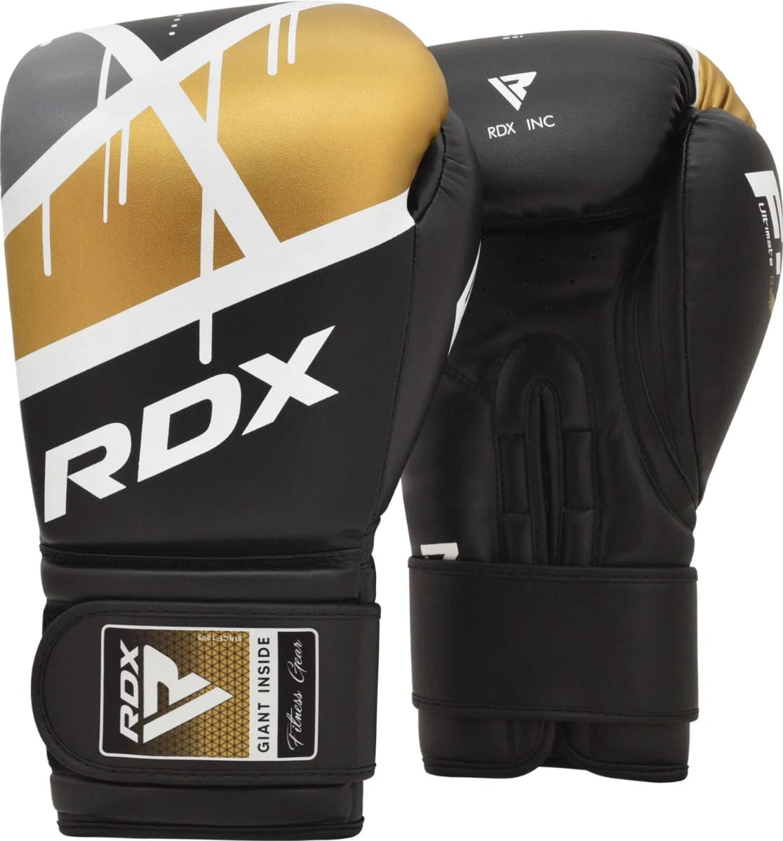 30145817141857_4d21b22f08 Боксерські рукавиці RDX BOXING GLOVES BGR-F7 чорний, золотий 10 унцій (BGR-F7BGL) - Зображення 1