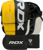 Тренувальні рукавиці RDX GRAPPLING GLOVES REX T6 PLUS чорний, жовтий, білий L (GGR-T6Y)