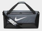 Дорожня сумка Nike NK BRSLA M DUFF – 9.5 60L сірого та чорного кольору, розміри 63,5х30,5х30,5 см