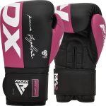 Боксерські рукавиці RDX BOXING GLOVES REX F4 чорний, рожевий 12 унцій (BGR-F4P)