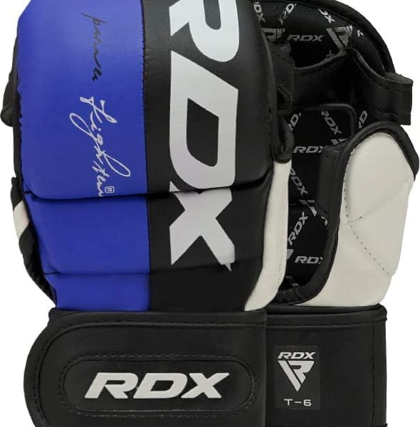 Тренувальні рукавиці RDX GRAPPLING GLOVES REX T6 PLUS чорний, синій, білий XL (GGR-T6U)