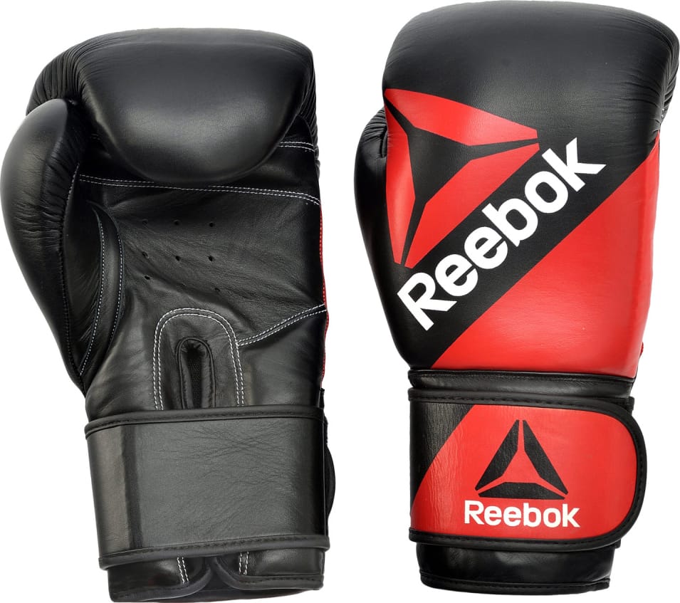 91268465889431_cef92fbc33 Боксерські рукавиці Reebok Combat Leather Boxing Gloves чорний, червоний 10 унцій (RSCB-10110RD-10) - Зображення 1