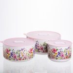 Порцелянові контейнери для їжі Flowers (9,5/13/15 см) Yiwu TS-3P-2
