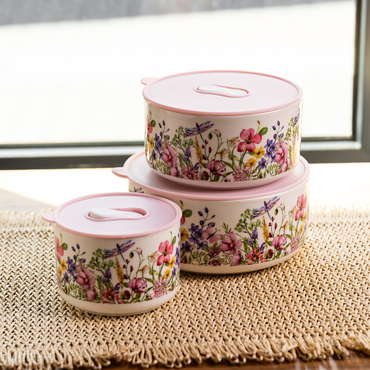 Порцелянові контейнери для їжі Flowers (9,5/13/15 см) Yiwu TS-3P-2 - Зображення 2