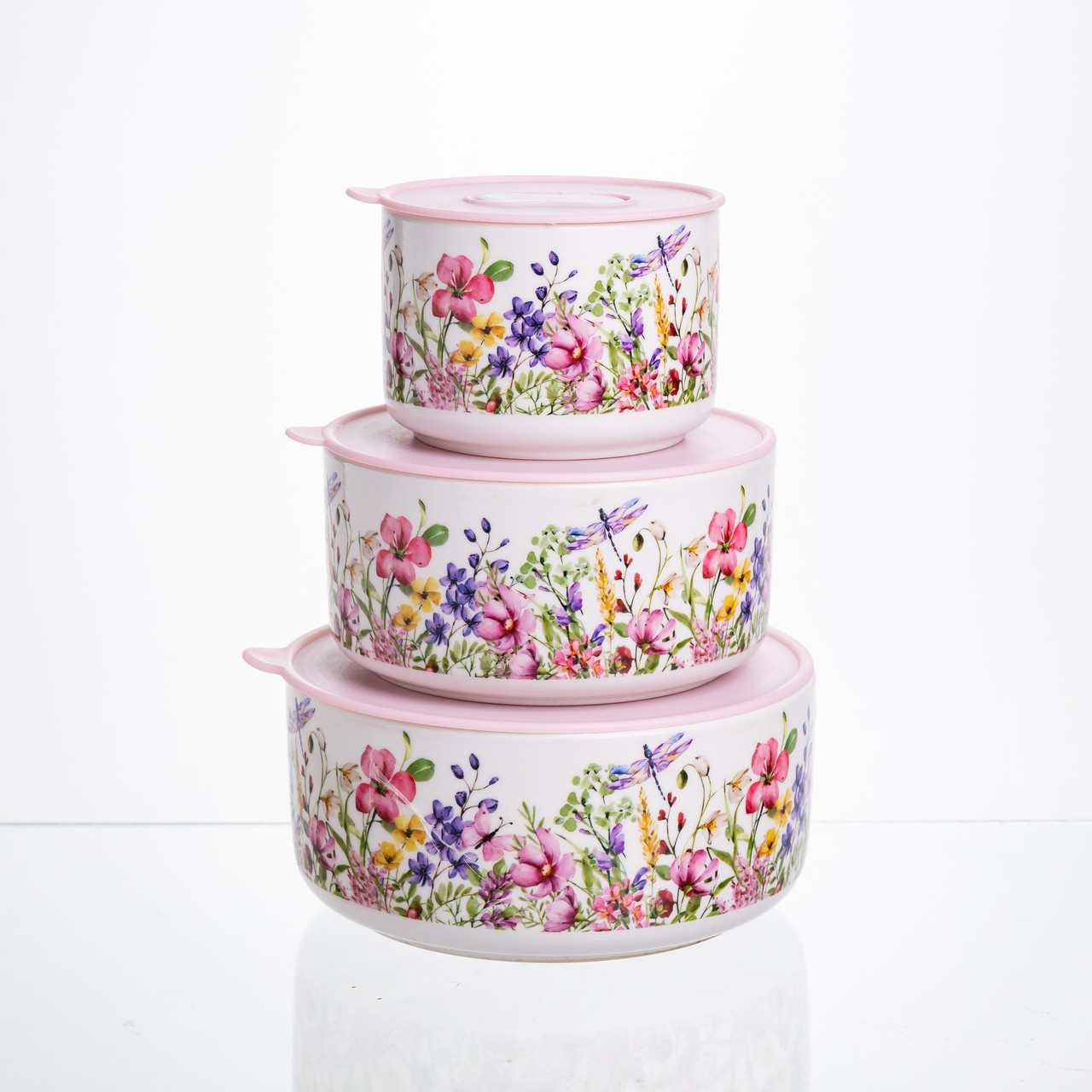 Порцелянові контейнери для їжі Flowers (9,5/13/15 см) Yiwu TS-3P-2 - Зображення 3