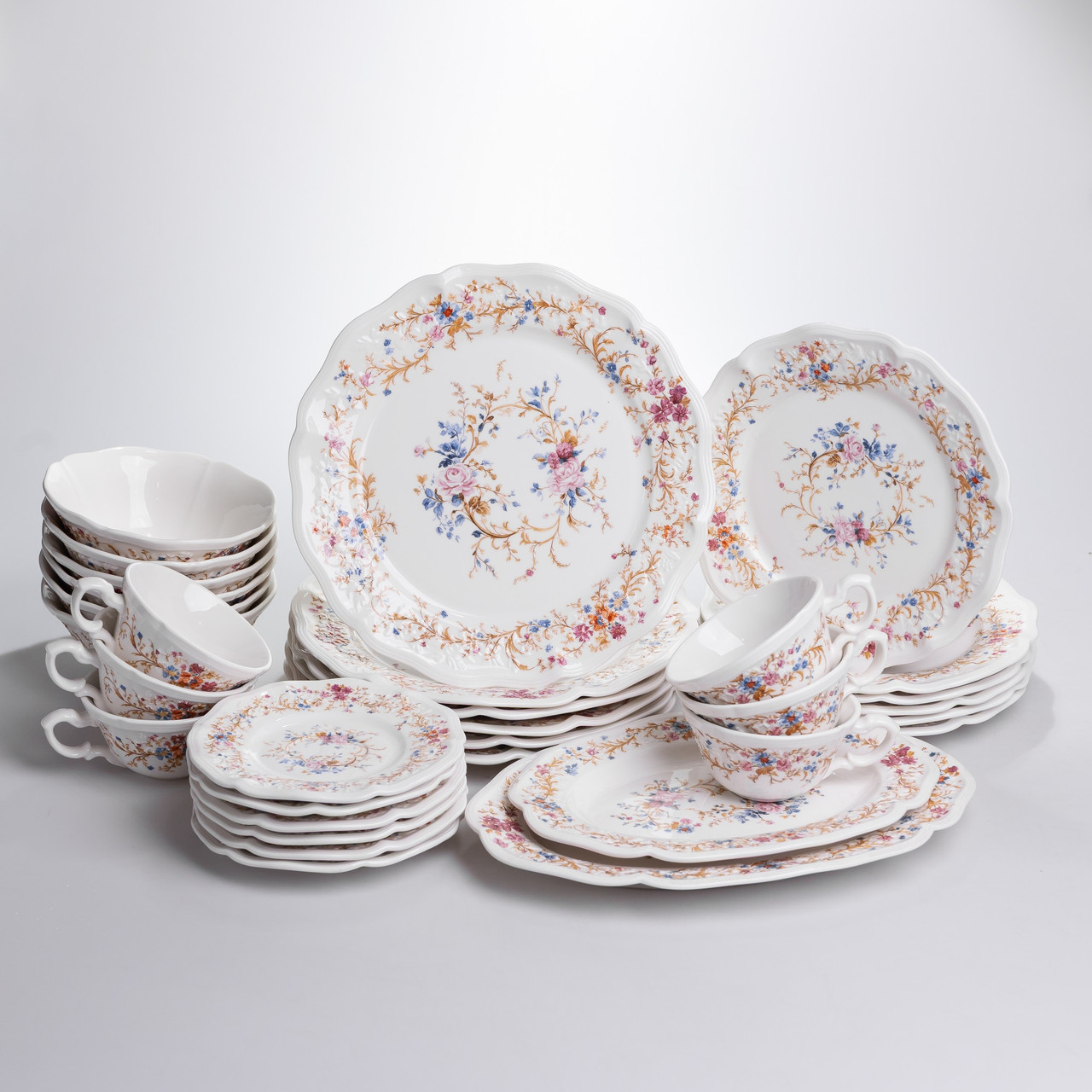 Столовий сервіз Vintage з порцеляни на 6 осіб, 32 предмети - Yiwu ALS-32PCS - Зображення 1