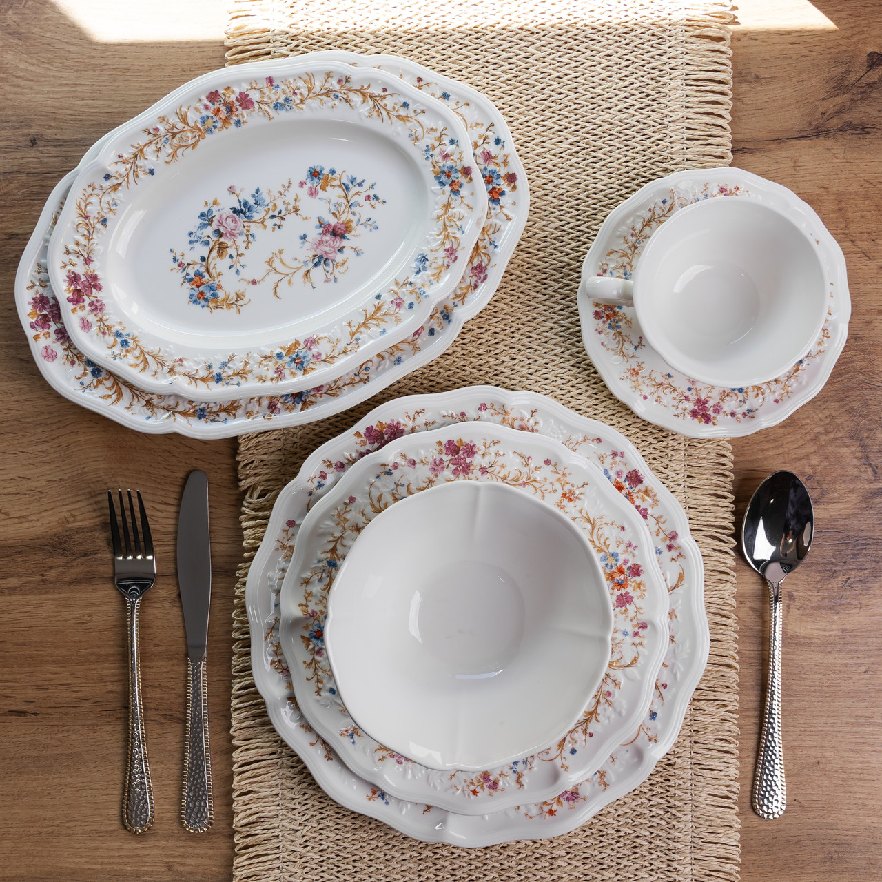 Столовий сервіз Vintage з порцеляни на 6 осіб, 32 предмети - Yiwu ALS-32PCS - Зображення 2