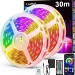 RGB LED стрічка 30 м (2×15 м) з Bluetooth керуванням – самоклеюча світлодіодна підсвітка з регулюванням яскравості