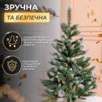 Штучна ялинка сосна 130 см зелена з білими кінчиками - Зображення 6