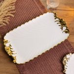 Прямокутне порцелянове блюдо Aurelia 30*16.8*3 см із золотим декором Yiwu YYSH1224 - Зображення 2