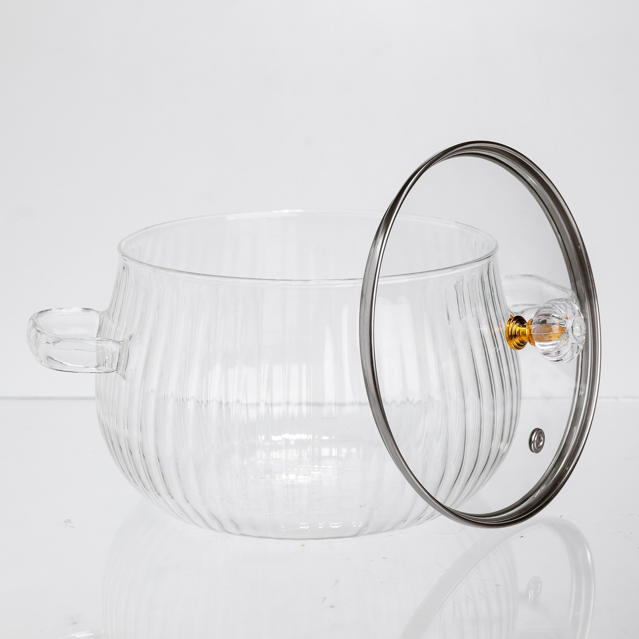 Каструля з боросилікатного скла Pumpkin Pot 2,5 л, рифлена Yiwu HP-GP-6 - Зображення 3