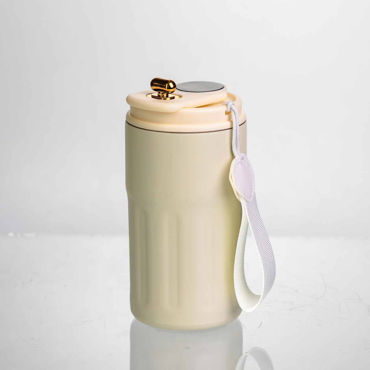 termochashka_coffee_400_ml_s_remeshkom_i_datchikom_temperatury_belyy Термочашка Coffee 400 мл з ремінцем та датчиком температури, біла Yiwu HP-GM-2 - Зображення 1