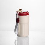 Термочашка Coffee 400 мл з ремінцем і датчиком температури, червона Yiwu HP-GM-5 - Зображення 5