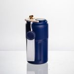 Термочашка Coffee 400 мл з ремінцем та датчиком температури, синя Yiwu HP-GM-4
