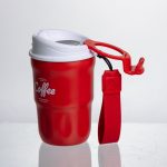 Термочашка "Coffee" 400 мл з ремінцем та відкидною кришкою, червона Yiwu HP-GM-18 - Зображення 5