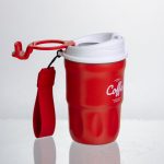 Термочашка "Coffee" 400 мл з ремінцем та відкидною кришкою, червона Yiwu HP-GM-18 - Зображення 7