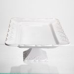 Порцелянова тортівниця на ніжці White Square 35.5*35.5 см квадратна Yiwu 120-YH-HG060 - Зображення 4